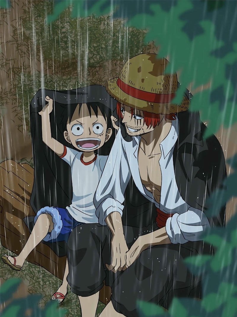 Fanart Shanks và Luffy ngồi bên nhau thân thiết