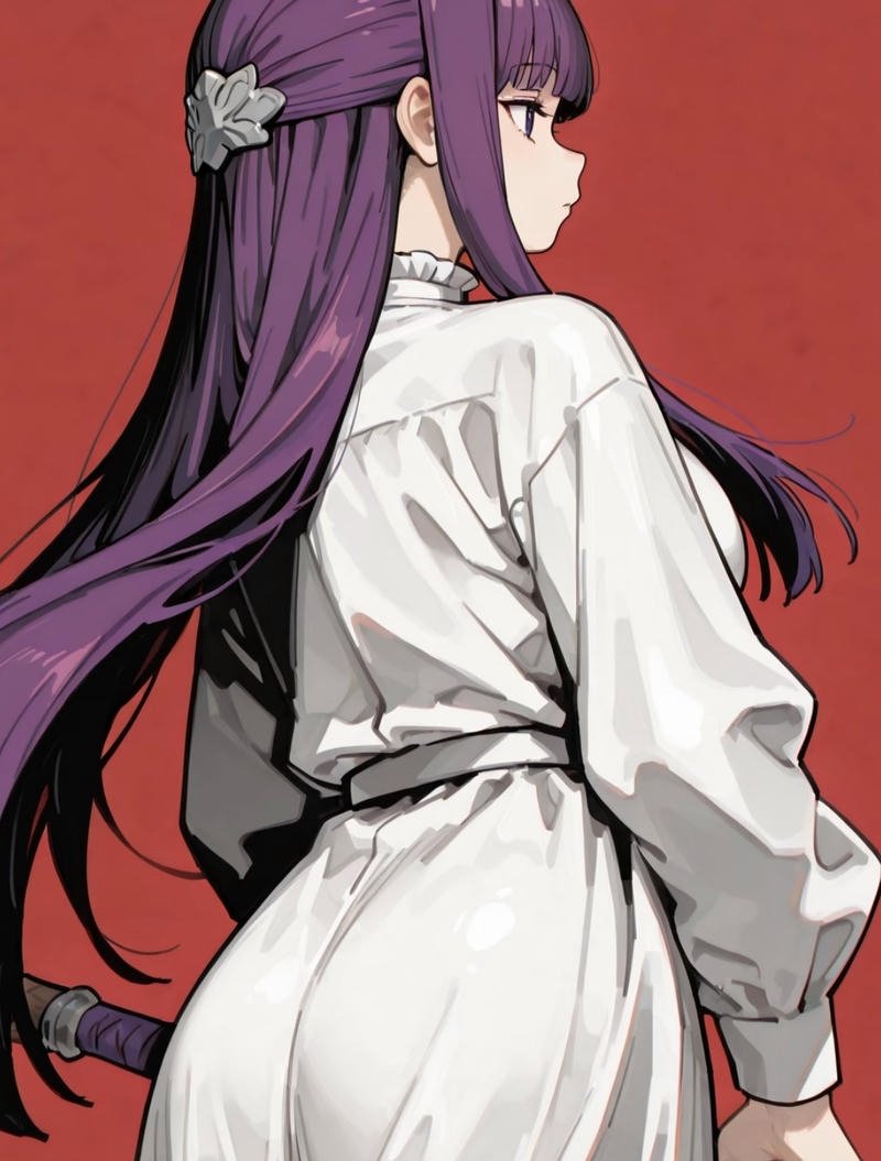 Fern anime đứng một mình trong không gian tĩnh