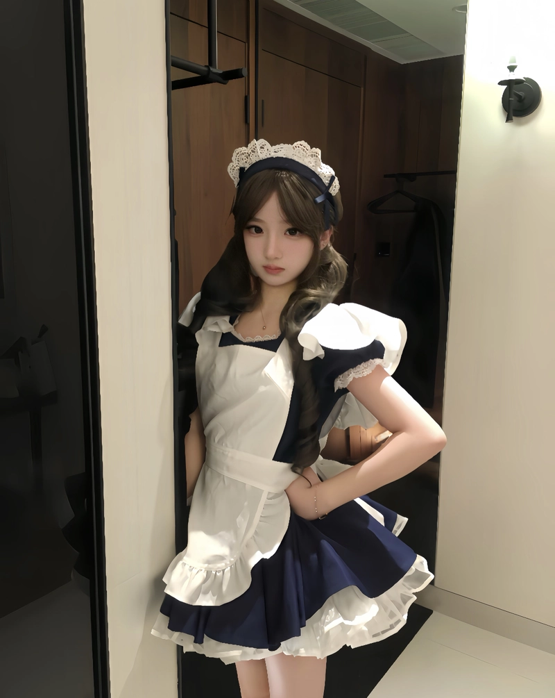 Gái xinh mặc đồ hầu gái tạo dáng cute