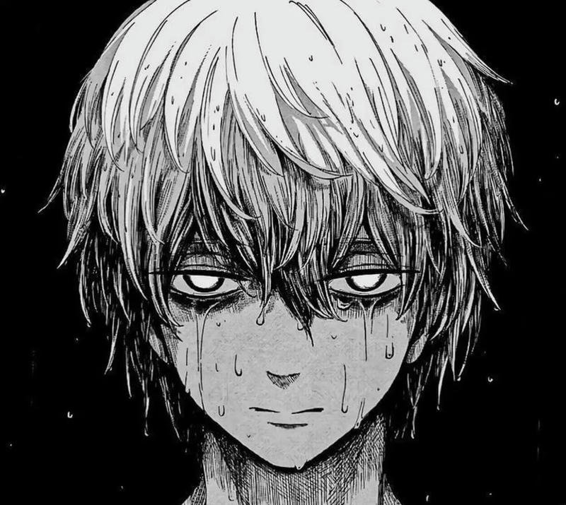 Gương mặt anime boy trắng đen đầy cảm xúc