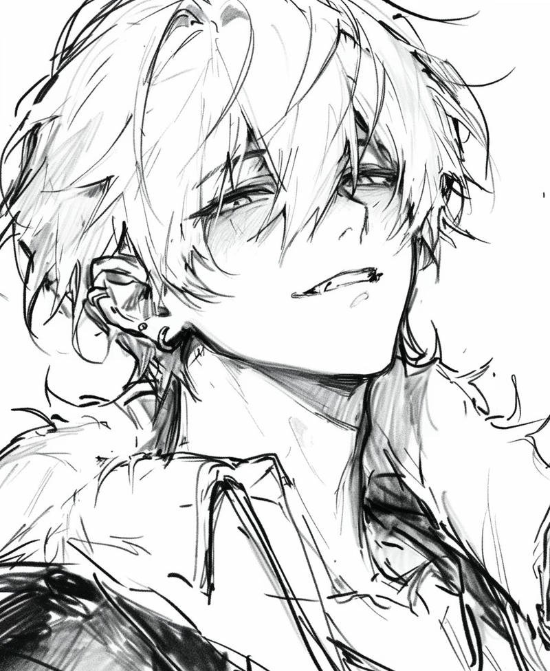 Gương mặt anime boy trắng đen lạnh lùng cuốn hút