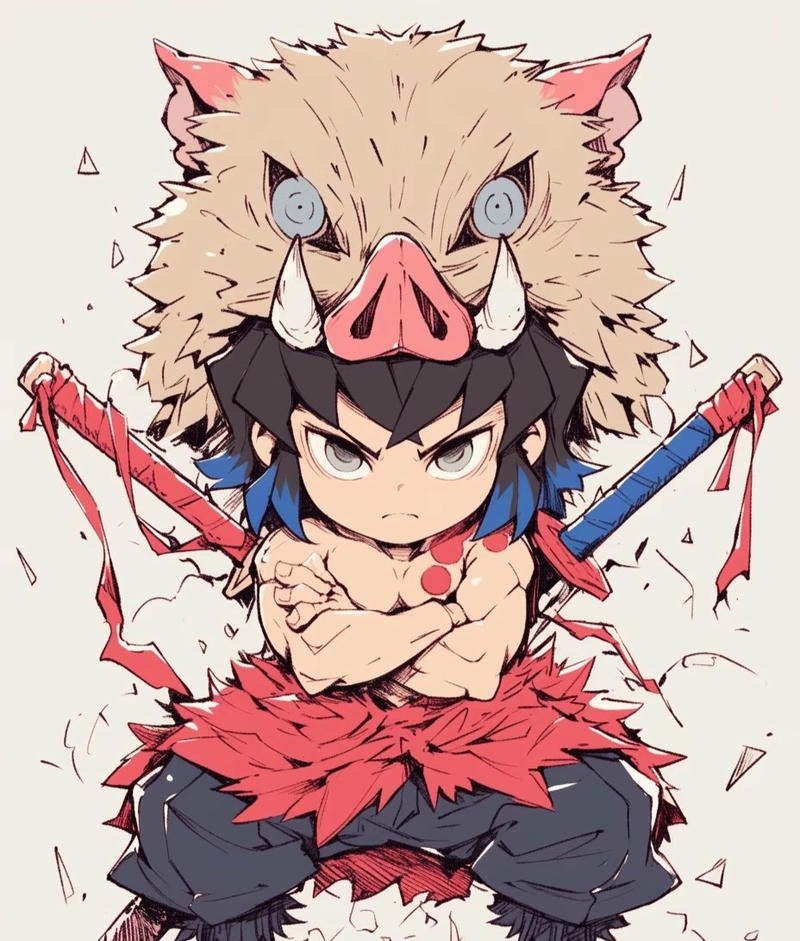 Hình Inosuke với phong cách chiến binh mạnh