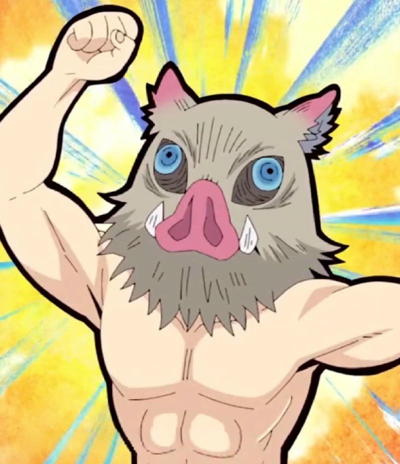 Hình Inosuke với phong cách chiến đấu táo bạo