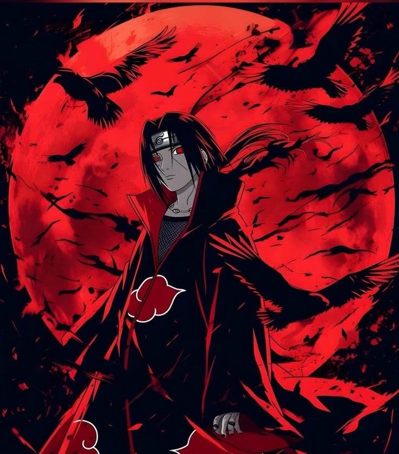 Hình Itachi với ánh mắt Sharingan sắc lạnh cuốn hút