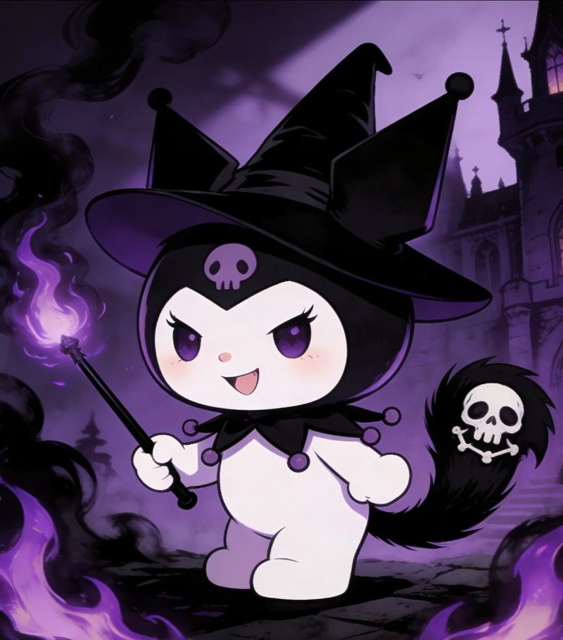 Hình Kuromi anime với nét cute pha ngầu