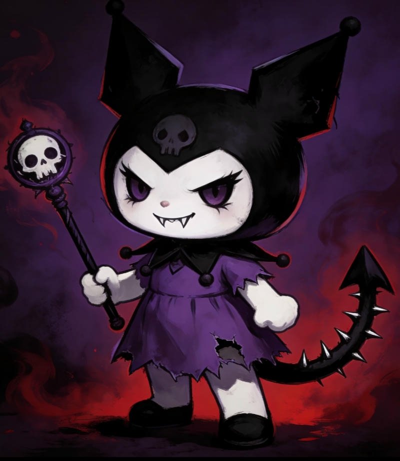 Hình Kuromi anime với tông màu tối cá tính