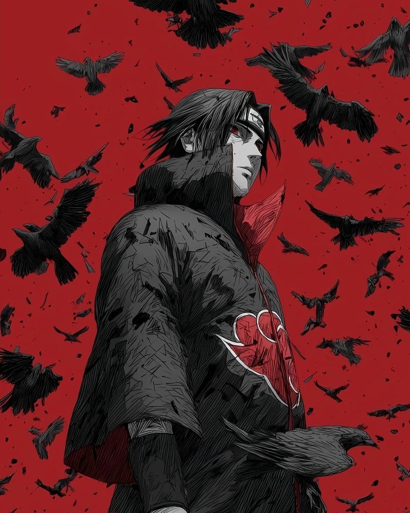 Hình Uchiha Itachi với ánh mắt sắc lạnh