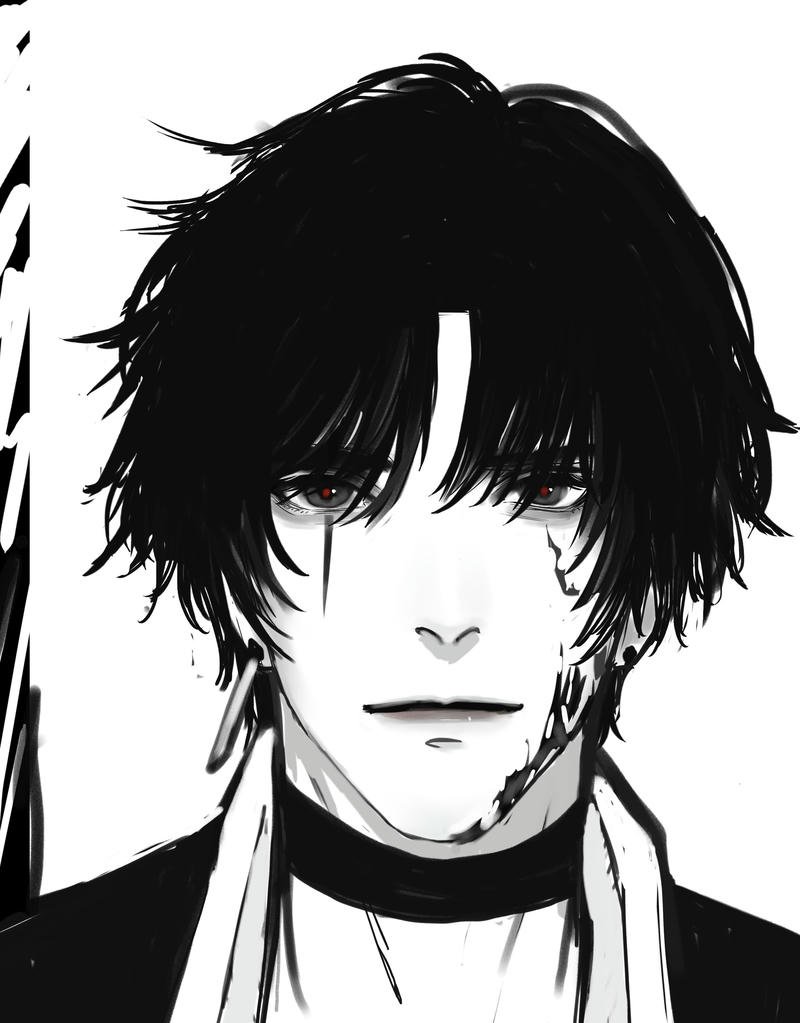 Hình ảnh anime boy tông trắng đen đầy cuốn hút