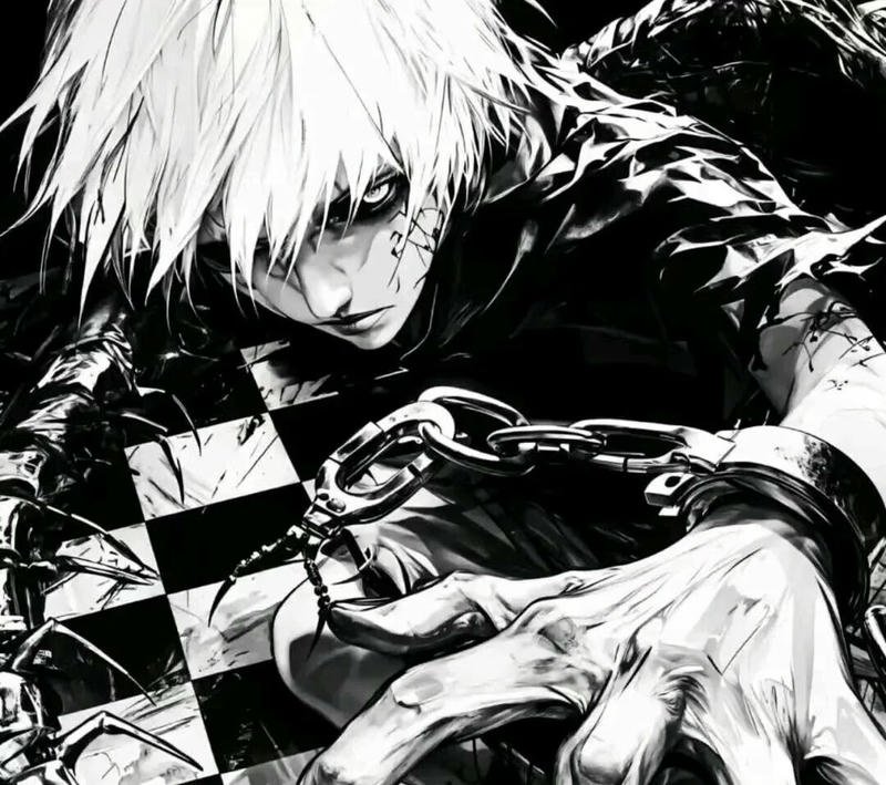 Hình ảnh anime boy trắng đen làm nền máy tính