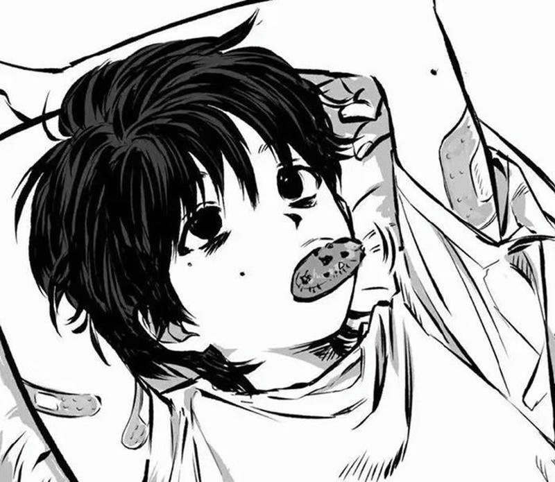 Hình ảnh anime nam trắng đen ánh mắt sâu