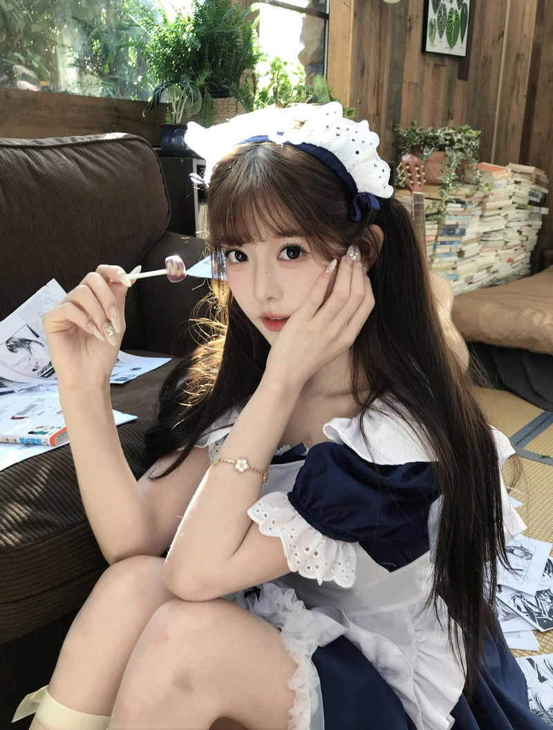 Hình ảnh gái xinh mặc đồ hầu gái dưới nắng chiều