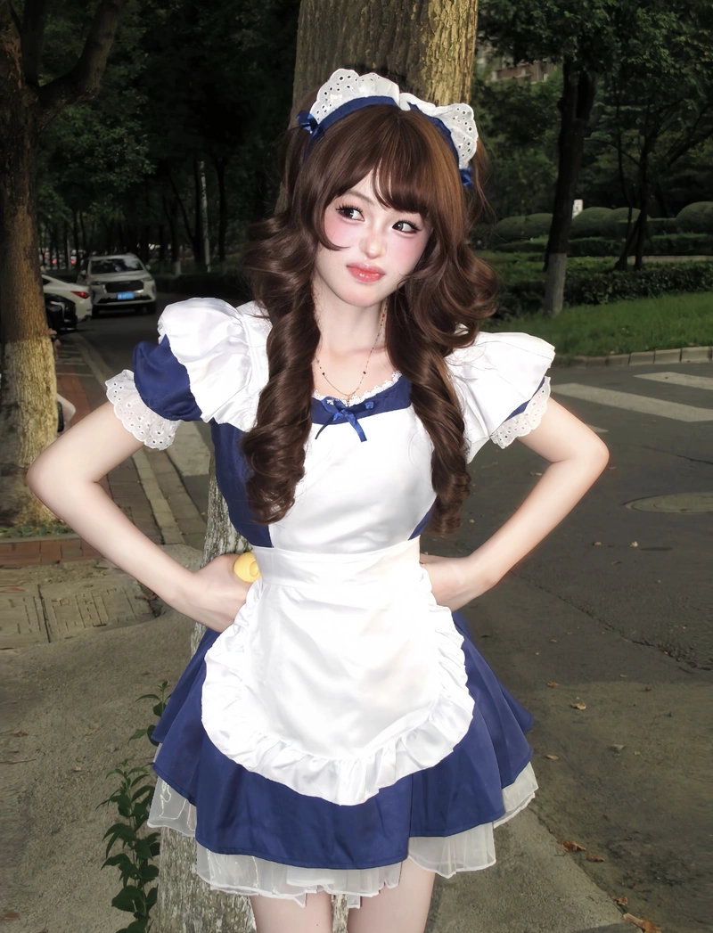 Hình ảnh gái xinh mặc đồ hầu gái nũng nịu