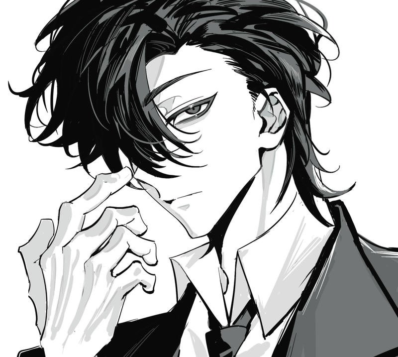 Hình ảnh nam chính anime tông trắng đen ấn tượng