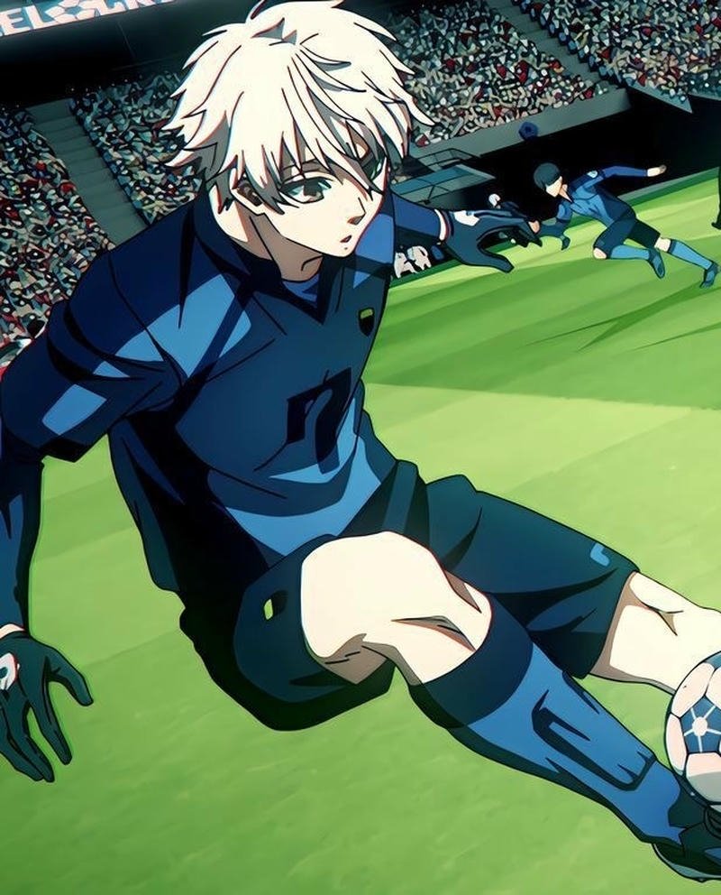 Hình anime Blue Lock với ánh nhìn quyết liệt