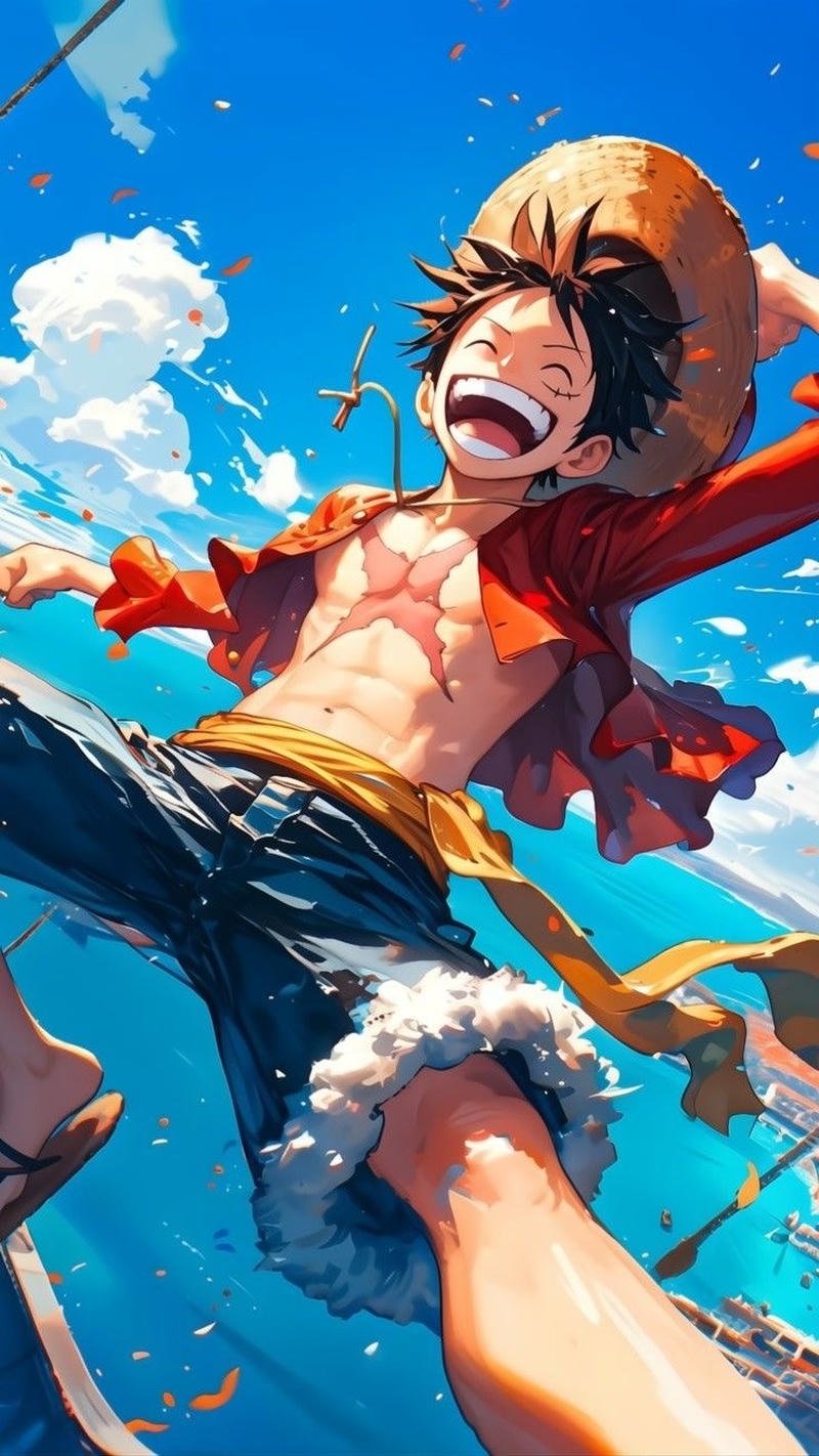 Hình nhân vật Luffy phong cách hoạt hình Nhật ảnh anime luffy