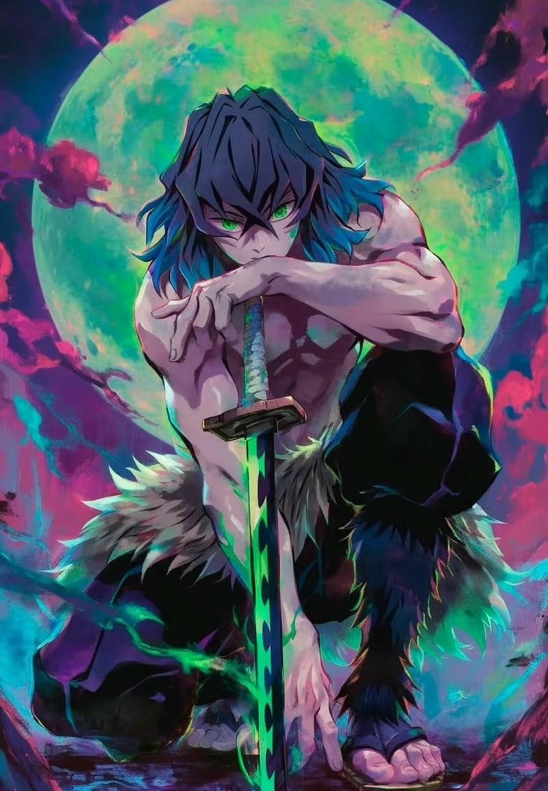 Inosuke với cơ thể săn chắc và phong thái hoang dã