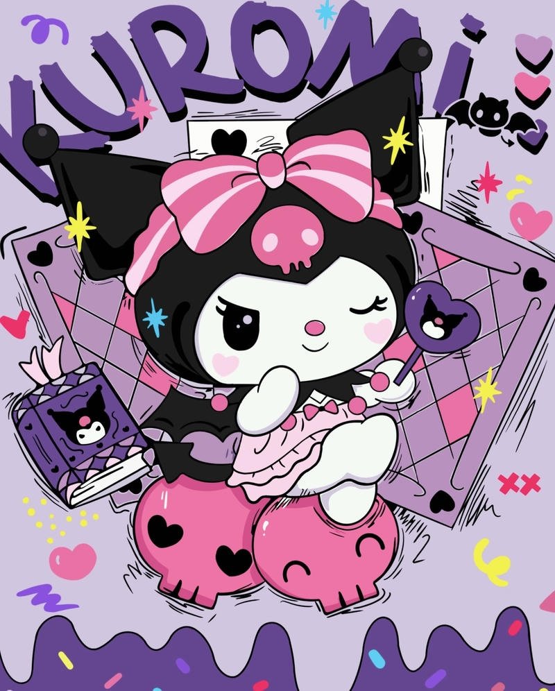 Kuromi anime phong cách cá tính với màu sắc nổi