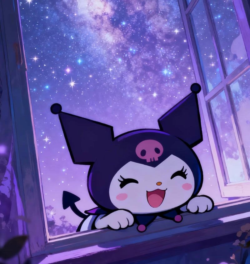 Kuromi anime với biểu cảm đáng yêu tinh nghịch