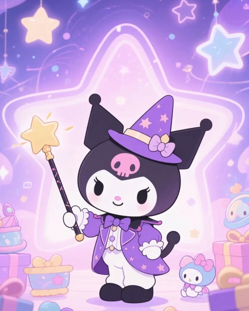 Kuromi anime với biểu cảm tinh nghịch dễ thương