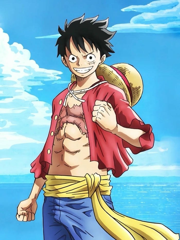 Luffy chibi đứng cười lộ cơ bắp