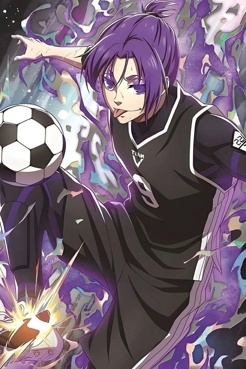 Nhân vật Blue Lock anime với ánh mắt quyết tâm