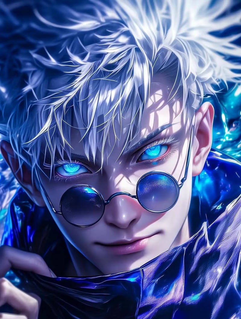 Nhân vật Gojo Satoru trong ánh sáng xanh nhẹ