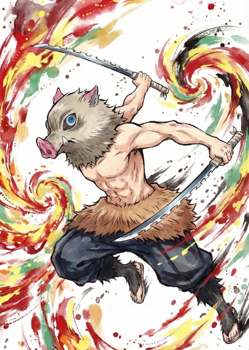 Nhân vật Inosuke trong khoảnh khắc bứt tốc