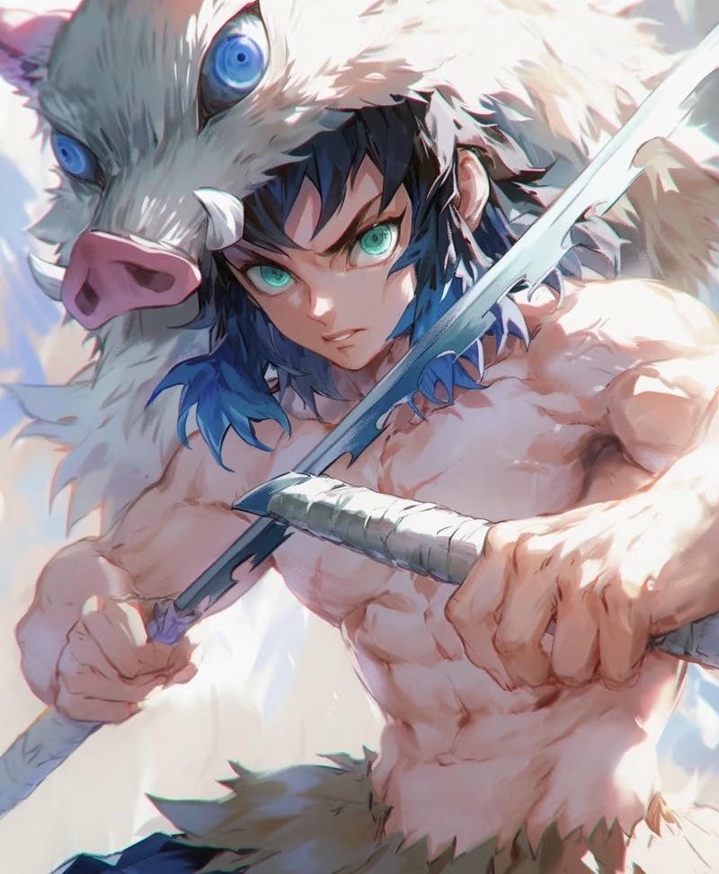 Nhân vật Inosuke với hai kiếm cong đặc biệt