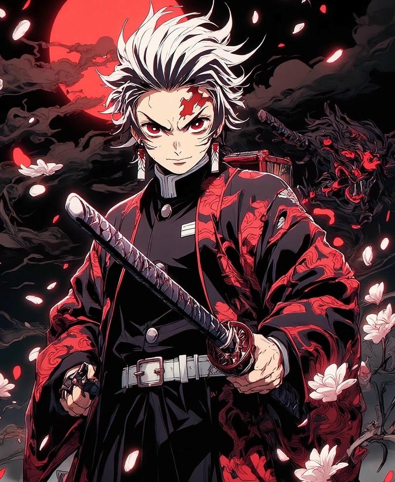 Nhân vật anime Thanh Gươm Diệt Quỷ với ánh mắt sắc