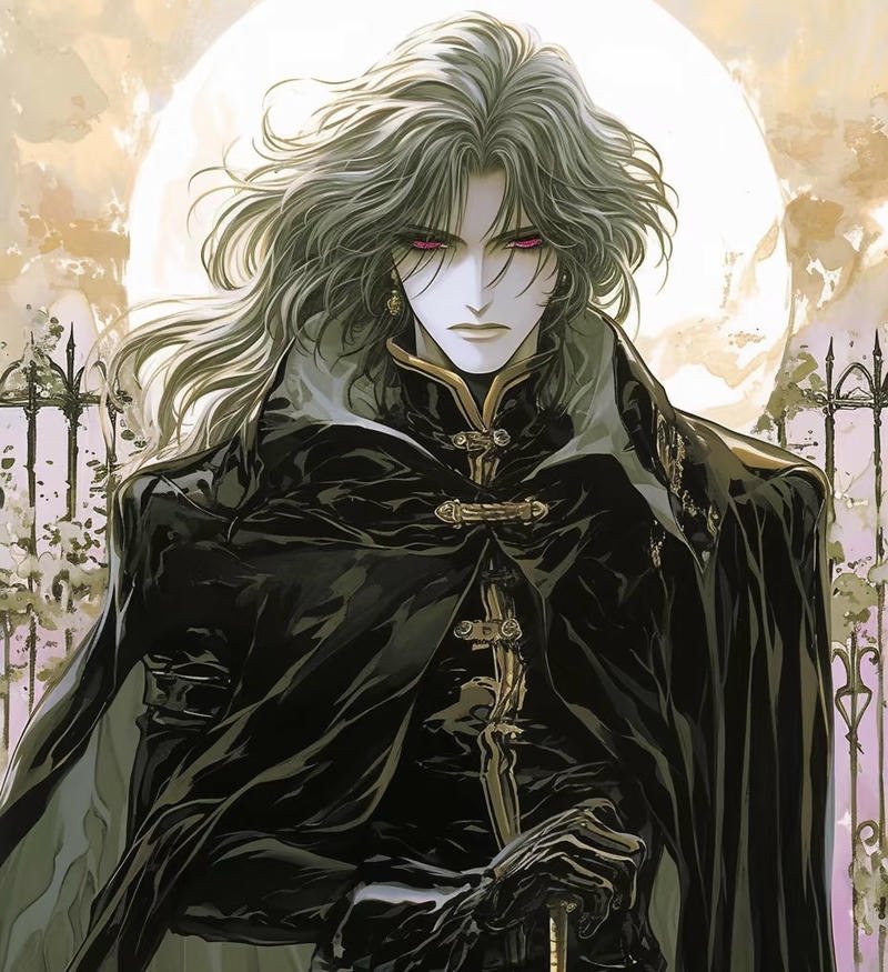 Nhân vật anime ma cà rồng trong không gian lạnh