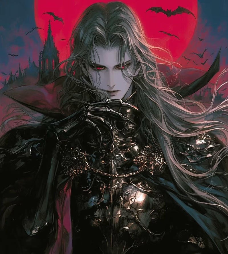 Nhân vật anime ma cà rồng với ánh mắt lạnh