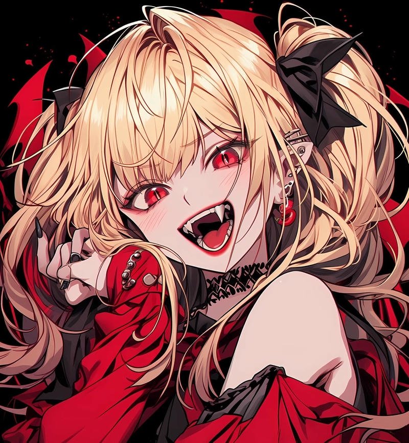 Nhân vật anime ma cà rồng với phong cách u tối