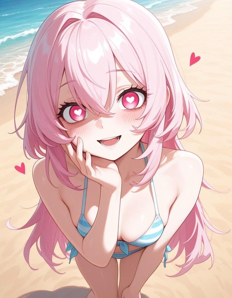 Nhân vật anime phong cách ecchi với biểu cảm tinh nghịch