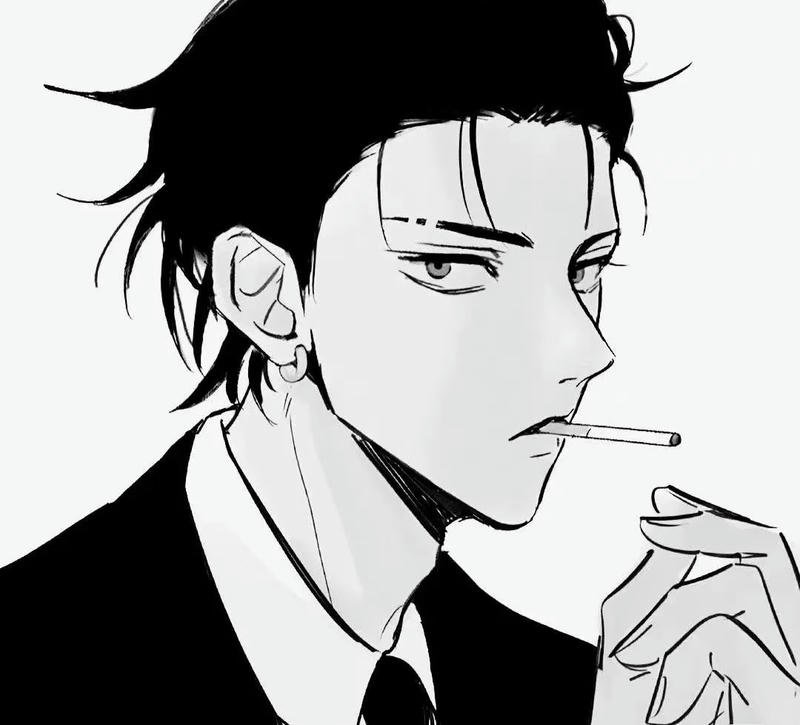 Nhân vật nam anime trắng đen với vẻ cô độc