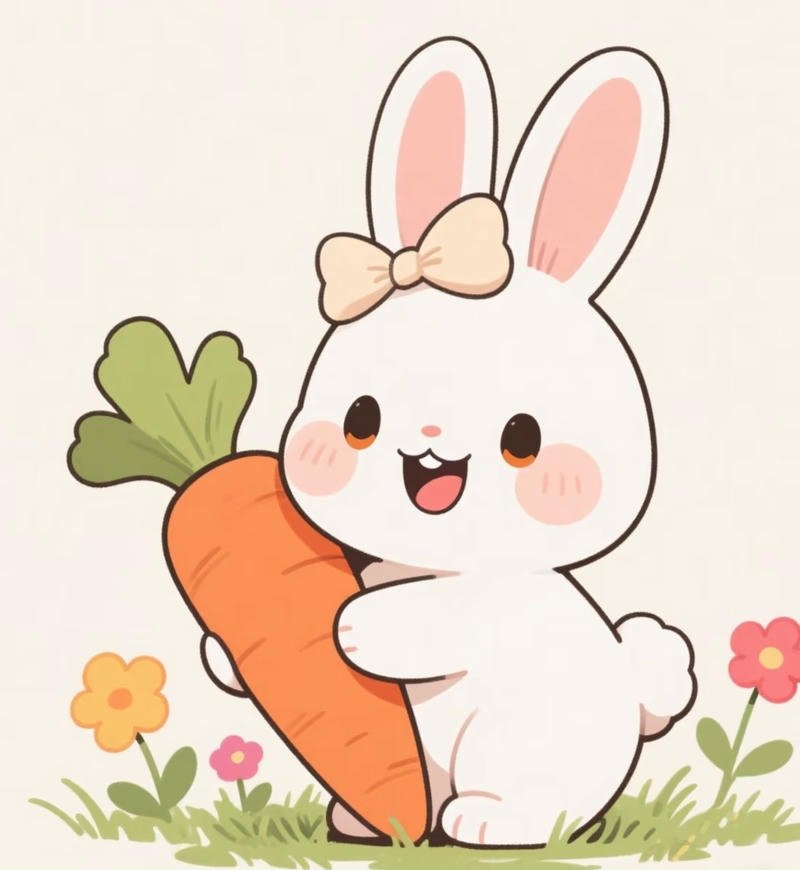 Nhân vật thỏ anime phong cách chibi đáng yêu