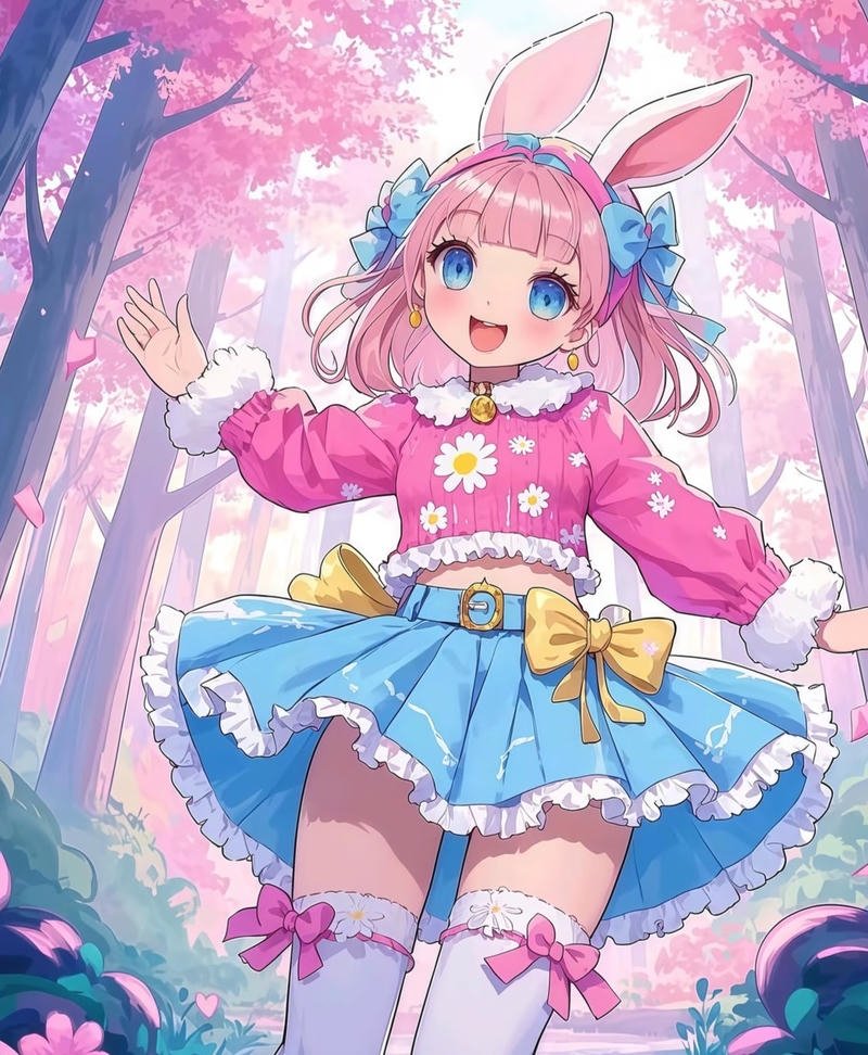 Nhân vật thỏ anime phong cách dễ thương nhẹ