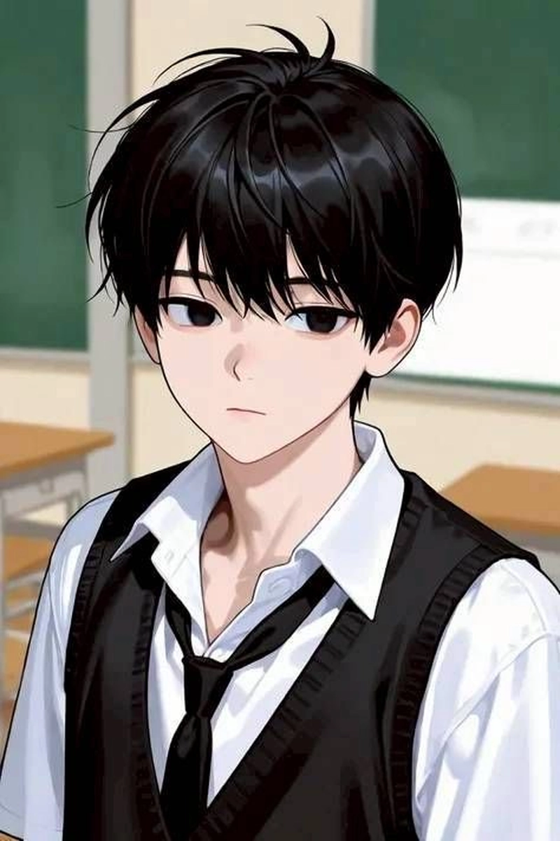 anime nam học sinh trong đồng phục gọn gàng