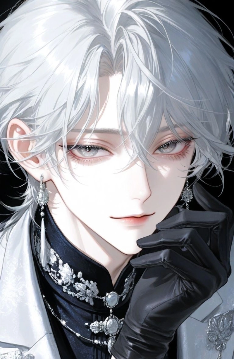 anime nam tóc trắng trong tư thế chiến đấu đẹp