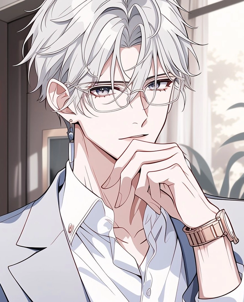 anime nam tóc trắng với khí chất cuốn hút mạnh mẽ