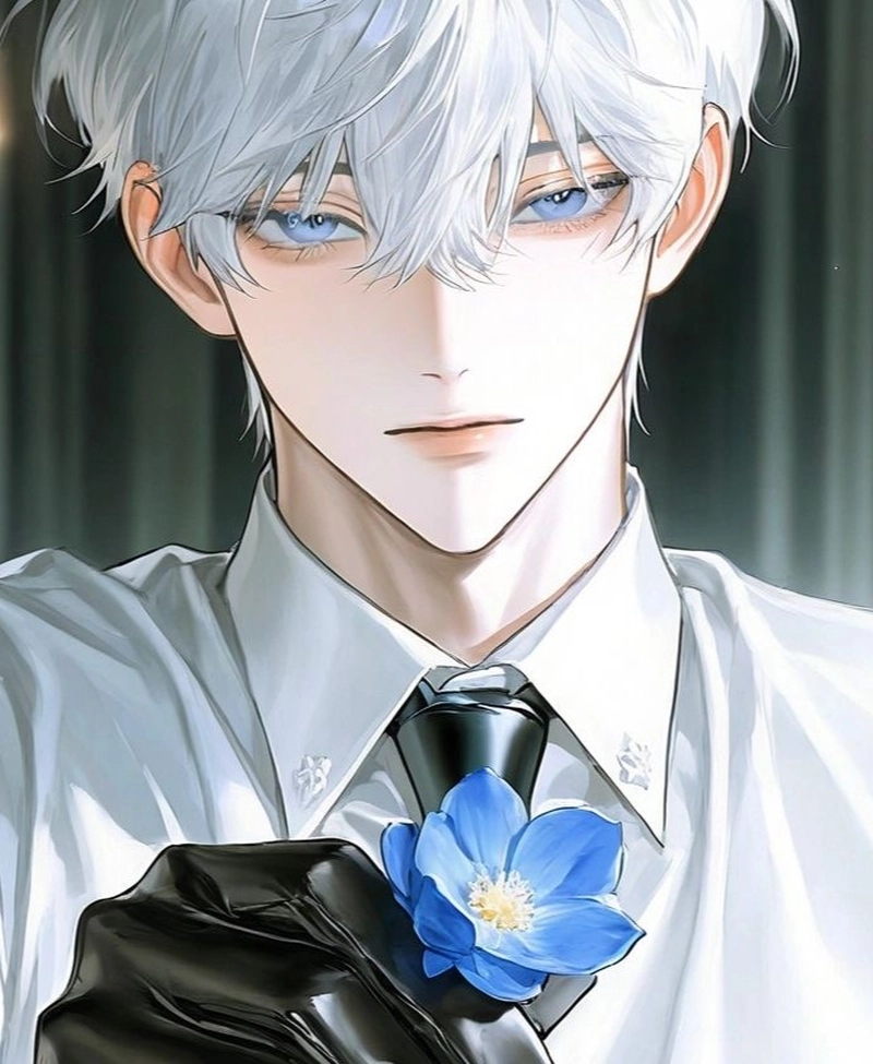 anime nam tóc trắng với khí chất lạnh lùng