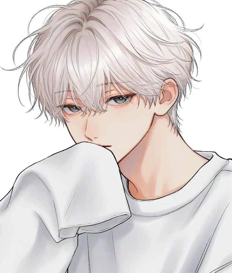 anime nam tóc trắng với tạo hình nổi bật