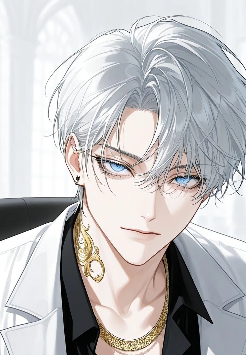 anime nam tóc trắng với thần thái bí ẩn cuốn hút