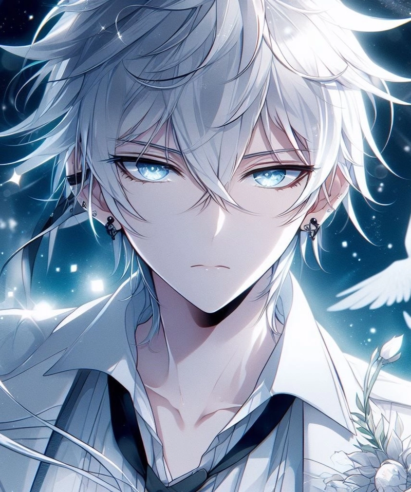 anime nam tóc trắng với thần thái cuốn hút