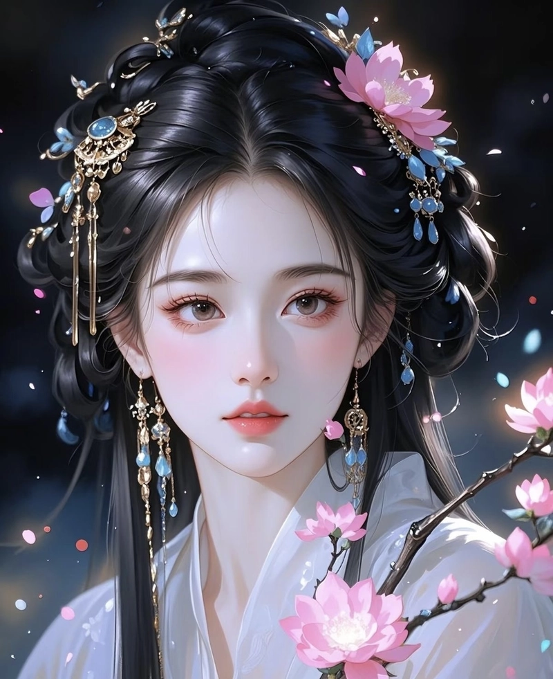 anime nữ cổ trang trong trang phục truyền thống nhẹ nhàng