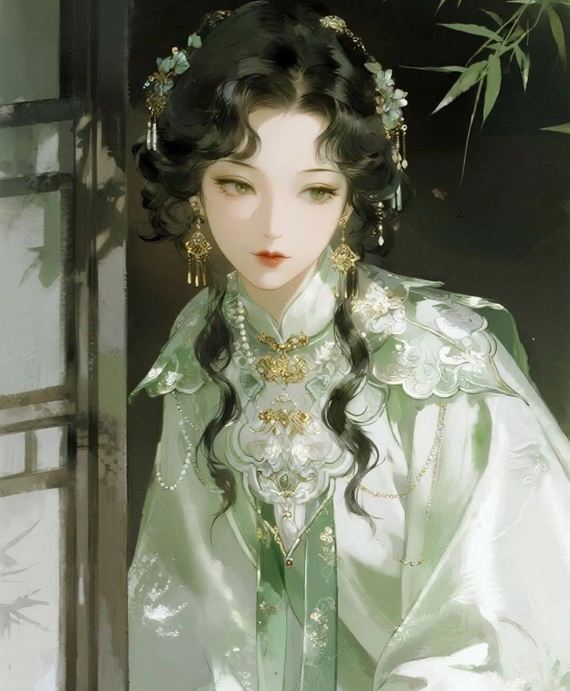 anime nữ cổ trang với nét đẹp dịu dàng