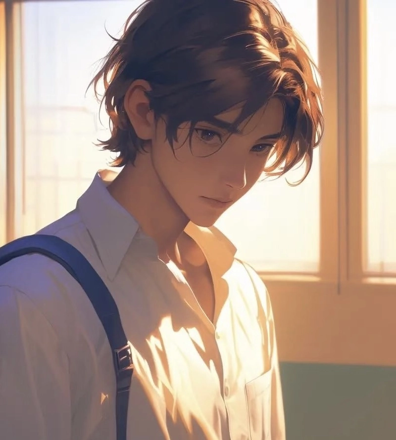 hình anime nam học sinh ngồi học trong lớp