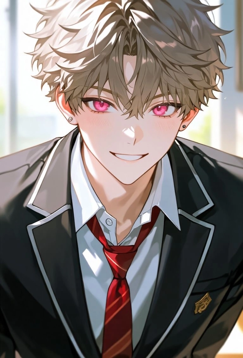 hình anime nam học sinh trong không gian yên tĩnh