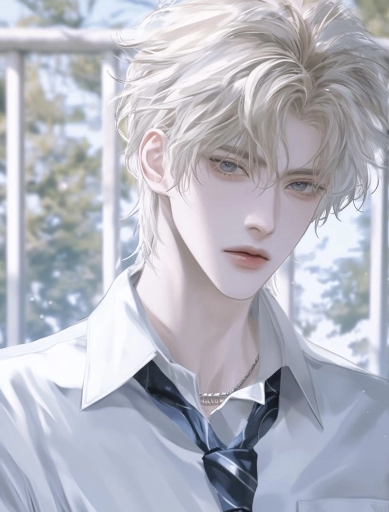 hình anime nam học sinh trong khung cảnh buổi sáng