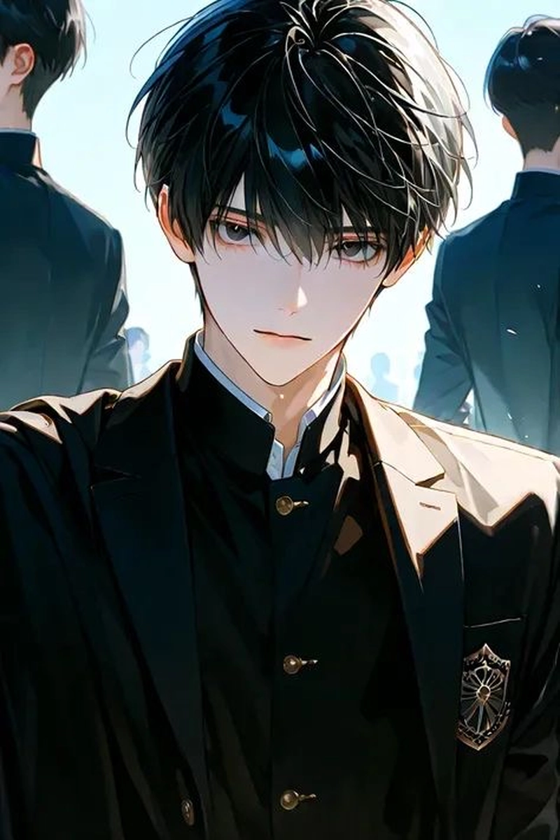 hình anime nam học sinh với ánh nhìn trong trẻo
