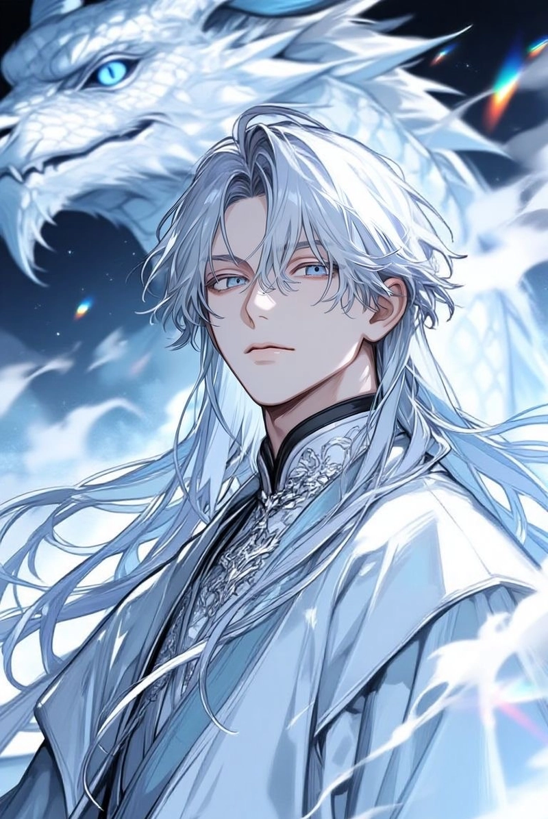 hình anime nam tóc trắng phong cách chiến binh cuốn hút